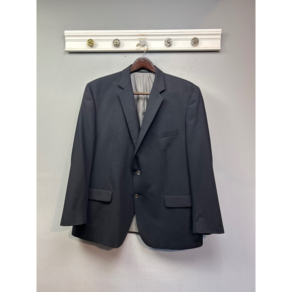 Calvin Klein Mens Blue Wool Suit Blazer Sport Coat Jacket Size 48R